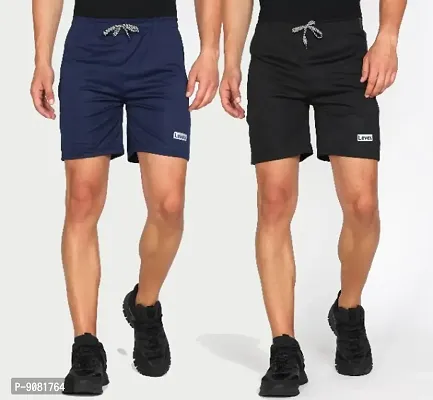 Classic Polyester Solid Sports Shorts for Men, Pack of 2