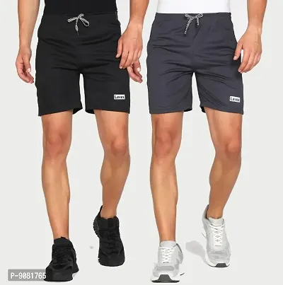 Classic Polyester Solid Sports Shorts for Men, Pack of 2