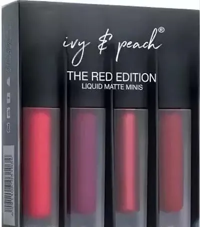 Mini Beauty Lipsticks Combo Pack Of 4 Liquid Lipstick, Red Edition (Maroon, Magenta, Red, Wine, 20 Ml)