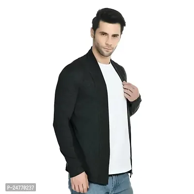 TRIKSH Cardigans for Men, Cotton Full Sleeve Open Long Cardigan Shrugs for Men, Slim Fit Open Shrugs for Men, Breathable  Comfortable for Casual  Winter Wear. (S, Black)-thumb4