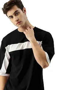 Men's 3-4th Sleeve Round Neck Cotton Slim Fit Tshirt (XL, Black)-thumb3