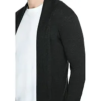 TRIKSH Cardigans for Men, Cotton Full Sleeve Open Long Cardigan Shrugs for Men, Slim Fit Open Shrugs for Men, Breathable  Comfortable for Casual  Winter Wear. (S, Black)-thumb2