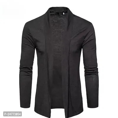 TRIKSH International Premium Men's Cotton Open Shrug | Full Sleeve Cotton Open Long Cardigan for Men | Best for Casual Wear,Plain Shrug (S, Grey)