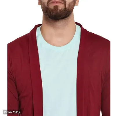 TRIKSH International Premium Men's Cotton Open Shrug | Full Sleeve Cotton Open Long Cardigan for Men | Best for Casual Wear,Plain Shrug (M, Maroon)-thumb2