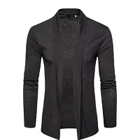 TRIKSH International Premium Men's Cotton Open Shrug | Full Sleeve Cotton Open Long Cardigan for Men | Best for Casual Wear,Plain Shrug (S, Grey)-thumb1