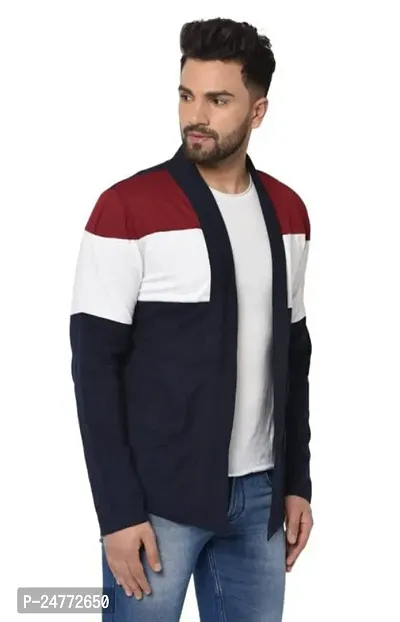 TRIKSH International | Premium Men?s Cotton Shrug | Open Full Sleeve Shawl Cardigan for Men | Best Shrug for Casual Wear | PACH SHURG (S, Navy Blue)-thumb4