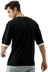 Men's 3-4th Sleeve Round Neck Cotton Slim Fit Tshirt (XL, Black)-thumb1