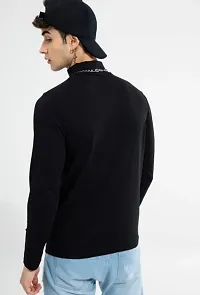 TRIKSH International -Men's High Neck Cotton T-Shirt Solid Long Sleeve T-Shirt | Regular Fit (Small, Black)-thumb2