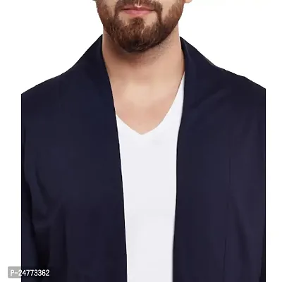 TRIKSH International Premium Men's Cotton Open Shrug | Full Sleeve Cotton Open Long Cardigan for Men | Best for Casual Wear,Plain Shrug (XL, Navy Blue)-thumb2