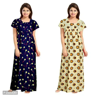 Elegant Cotton Printed Nighty For Women- Pack Of 2