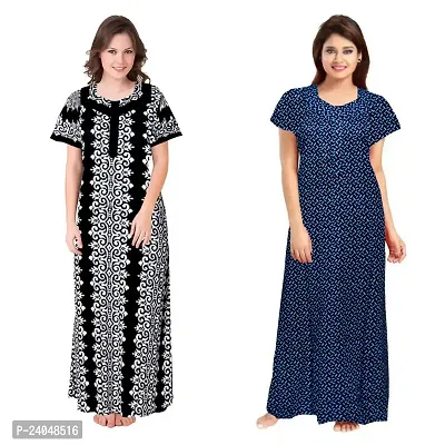 PMK FASHION 100% Cotton Kaftan for Women || Long Length Printed Nighty/Kaftan/Maxi/Night Gown/Night Dress/Nightwear Inner  Sleepwear for Women Combo Pack of 2-thumb0