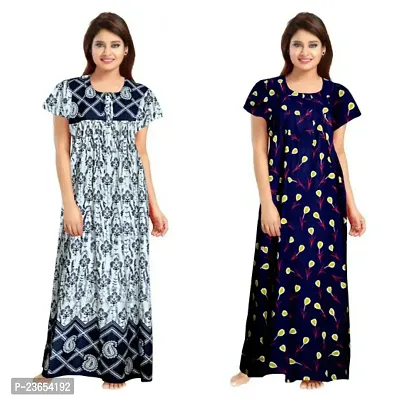 Elegant Cotton Printed Nighty For Women- Pack Of 2