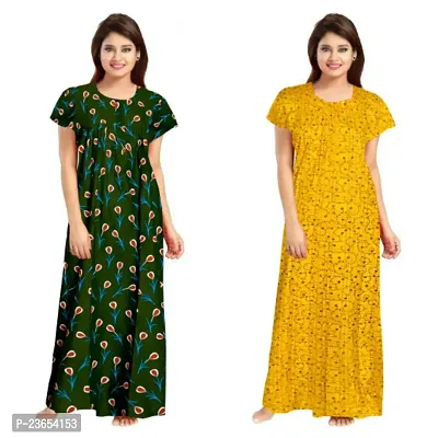 Elegant Cotton Printed Nighty For Women- Pack Of 2