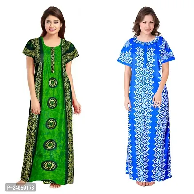 PMK FASHION 100% Cotton Kaftan for Women Long Length Printed Nighty/Kaftan/Maxi/Night Gown/Night Dress/Nightwear Inner  Sleepwear for Women s (Combo Pack of 2)-thumb0