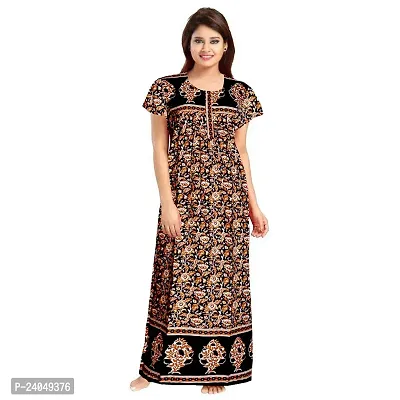 PMK FASHION 100% Cotton Nighty for Women || Long Length Printed Nighty/Maxi/Night Gown/Night Dress/Nightwear Inner  Sleepwear for Women's (Combo Pack of 2)-thumb2