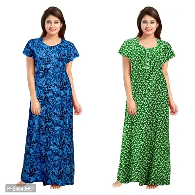 PMK FASHION 100% Cotton Kaftan for Women || Long Length Printed Nighty/Kaftan/Maxi/Night Gown/Night Dress/Nightwear Inner Sleepwear for Women's (Combo Pack of 2)