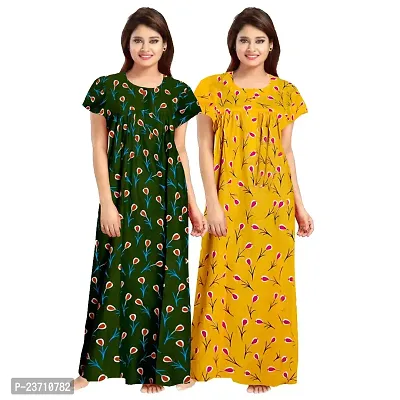 Stylish Multicoloured Cotton Printed Nighty For Women Pack Of 2-thumb0