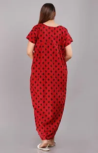 Comfortable Red Cotton Nightdress For Women-thumb3