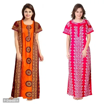 PMK FASHION 100% Cotton Kaftan for Women || Long Length Printed Nighty/Kaftan/Maxi/Night Gown/Night Dress/Nightwear Inner  Sleepwear for Women Combo Pack of 2-thumb0