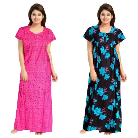 Stylish Embellished rich long nightwear Combo Pack of 2