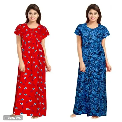 PMK FASHION 100% Cotton Kaftan for Women || Long Length Printed Nighty/Kaftan/Maxi/Night Gown/Night Dress/Nightwear Inner  Sleepwear for Women's (Combo Pack of 2)-thumb0