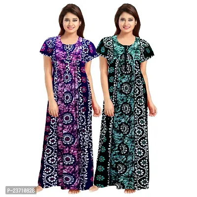 Stylish Multicoloured Cotton Printed Nighty For Women Pack Of 2-thumb0