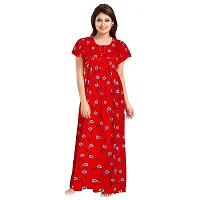 PMK FASHION 100% Cotton Kaftan for Women || Long Length Printed Nighty/Kaftan;/Maxi/Night Gown/Night Dress/Nightwear Inner  Sleepwear for Women Combo Pack of 2 Red-thumb1