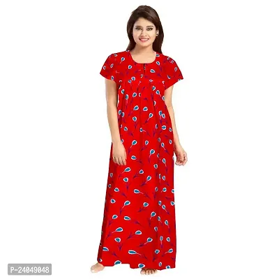 PMK FASHION 100% Cotton Kaftan for Women || Long Length Printed Nighty/Kaftan;/Maxi/Night Gown/Night Dress/Nightwear Inner  Sleepwear for Women Combo Pack of 2 Red-thumb2