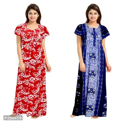 Elegant Cotton Printed Nighty For Women- Pack Of 2