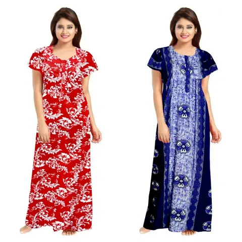 Stylish Embellished rich long nightwear Combo Pack of 2