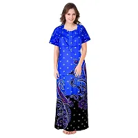 PMK FASHION 100% Cotton Nighty for Women || Long Length Printed Nighty/Maxi/Night Gown/Night Dress/Nightwear Inner  Sleepwear for Women's (Combo Pack of 2)-thumb1