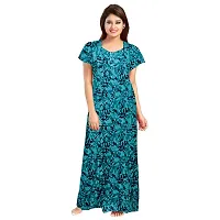 PMK FASHION 100% Cotton Kaftan for Women || Long Length Printed Nighty/Kaftan/Maxi/Night Gown/Nightwear Inner  Sleepwear for Women's, (Combo Pack of 2) Dark Green-thumb1