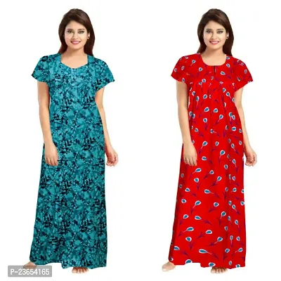 Elegant Cotton Printed Nighty For Women- Pack Of 2-thumb0