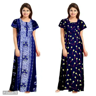 Elegant Cotton Printed Nighty For Women- Pack Of 2-thumb0