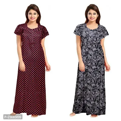 Comfortable Multicoloured Cotton Nightdress For Women Pack Of 2