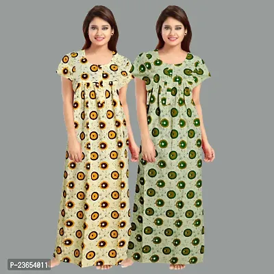 Elegant Cotton Printed Nighty For Women- Pack Of 2-thumb0