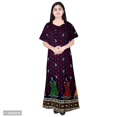 PMK FASHION 100% Cotton Nighty for Women || Long Length Printed Nighty/Maxi/Night Gown/Night Dress/Nightwear Inner  Sleepwear for Women's (Combo Pack of 2)-thumb2