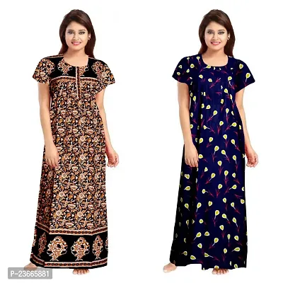 Comfortable Multicoloured Cotton Nightdress For Women Pack Of 2-thumb0