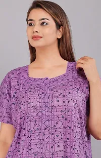 Comfortable Purple Cotton Nightdress For Women-thumb2