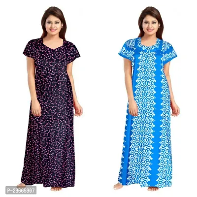 Comfortable Multicoloured Cotton Nightdress For Women Pack Of 2