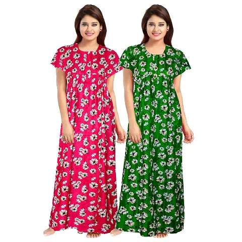 Jaipuri Cotton Printed Nighties for Women Pack of 2