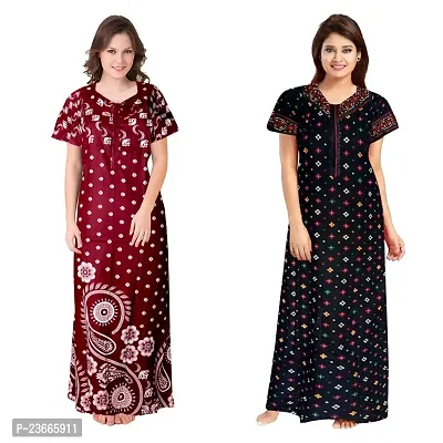 Comfortable Multicoloured Cotton Nightdress For Women Pack Of 2-thumb0