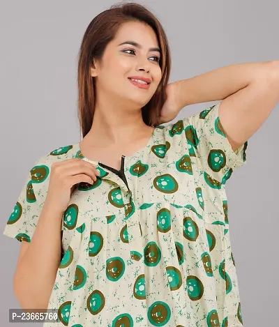 Comfortable Green Cotton Nightdress For Women-thumb3