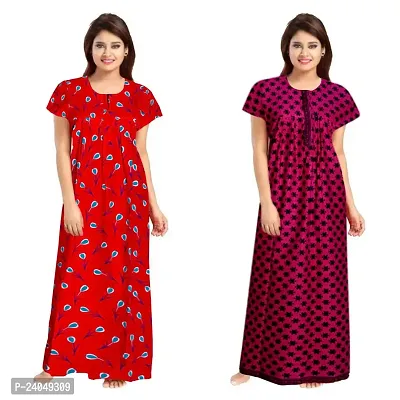 PMK FASHION 100% Cotton Kaftan for Women || Long Length Printed Nighty/Kaftan/Maxi/Night Gown/Night Dress/Nightwear Inner  Sleepwear for Women's (Combo Pack of 2)