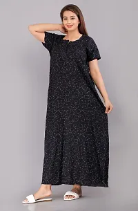 Comfortable Black Cotton Nightdress For Women-thumb2