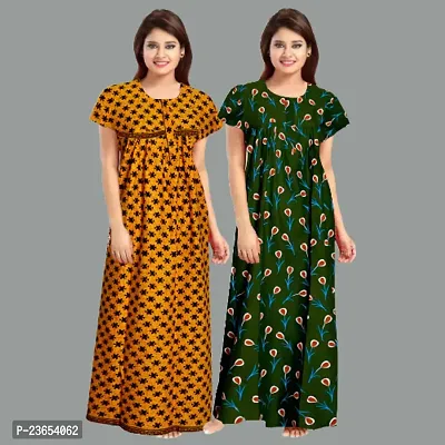 Elegant Cotton Printed Nighty For Women- Pack Of 2