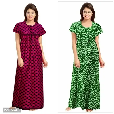 PMK FASHION 100% Cotton Kaftan for Women || Long Length Printed Nighty/Kaftan/Maxi/Night Gown/Nightwear Inner  Sleepwear for Women's (Combo Pack of 2)-thumb0