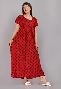 Comfortable Red Cotton Nightdress For Women-thumb1