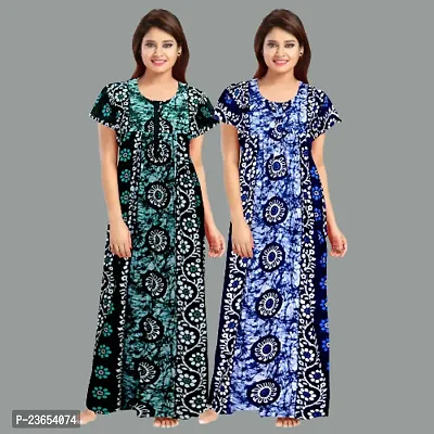 Elegant Cotton Printed Nighty For Women- Pack Of 2-thumb0