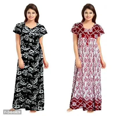 PMK FASHION 100% Cotton Kaftan || Long Length Printed Nighty/Kaftan/Maxi/Night Gown/Night Dress/Nightwear Inner  Sleepwear for Women's (Combo Pack of 2)-thumb0